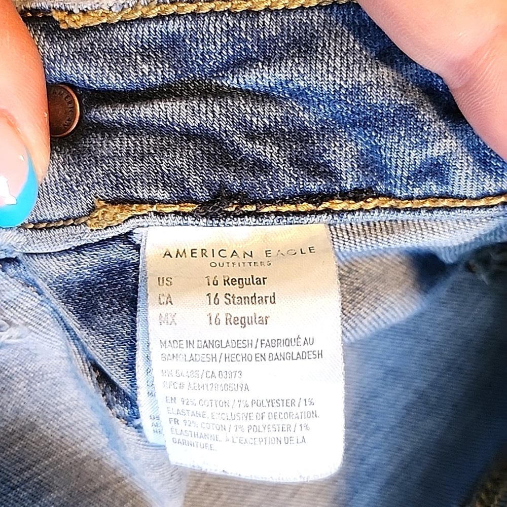 American Eagle Outfitters Blue Flare Wide Leg Jeans 16R - Picture 2 of 2